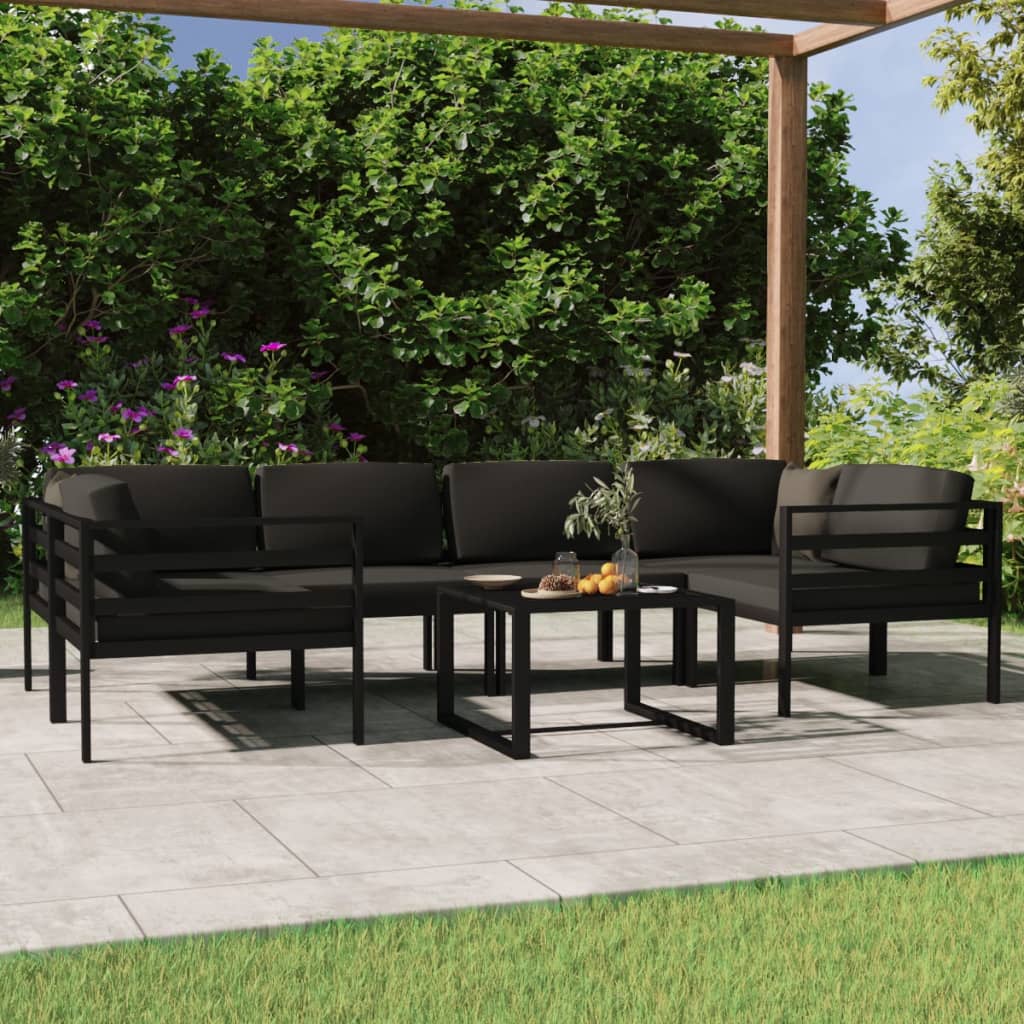 Set Mobilier De Grădină Cu Perne, 7 Piese, Antracit, Aluminiu