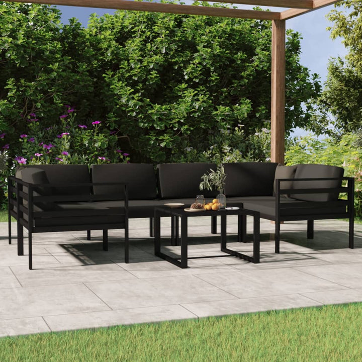 Set Mobilier De Grădină Cu Perne, 7 Piese, Antracit, Aluminiu