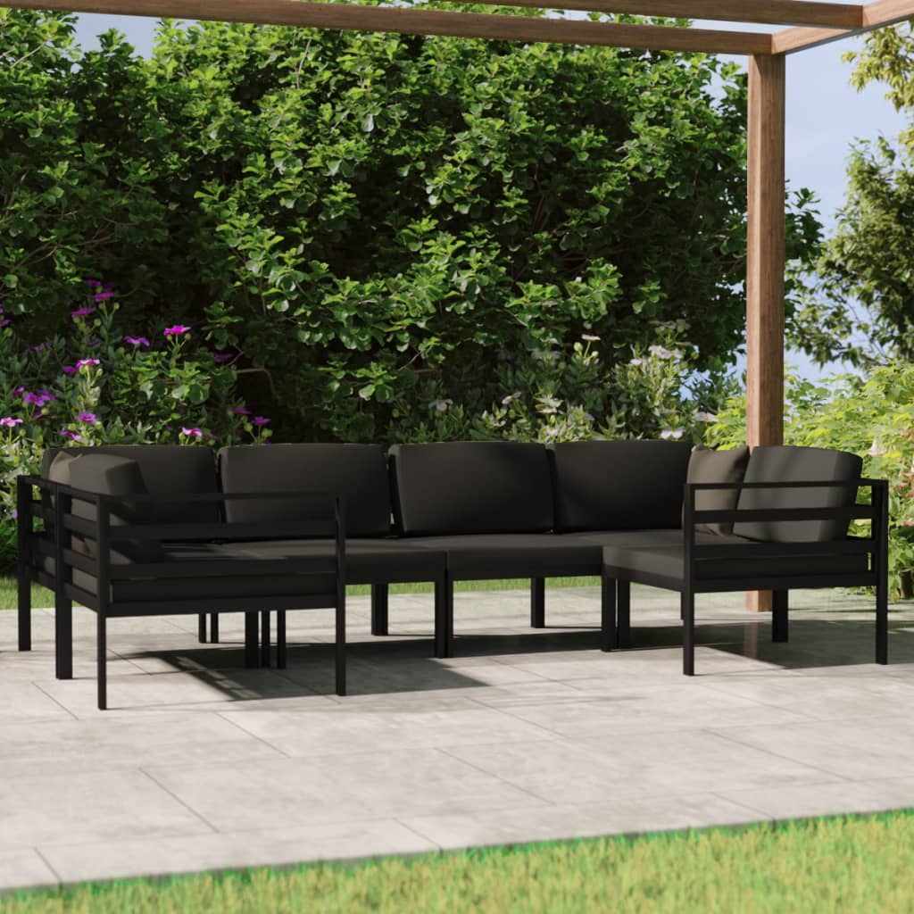 Set Mobilier De Grădină Cu Perne, 7 Piese, Antracit, Aluminiu