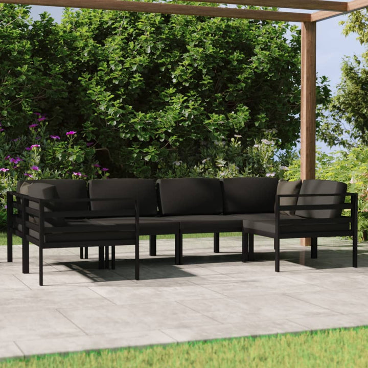 Set Mobilier De Grădină Cu Perne, 7 Piese, Antracit, Aluminiu