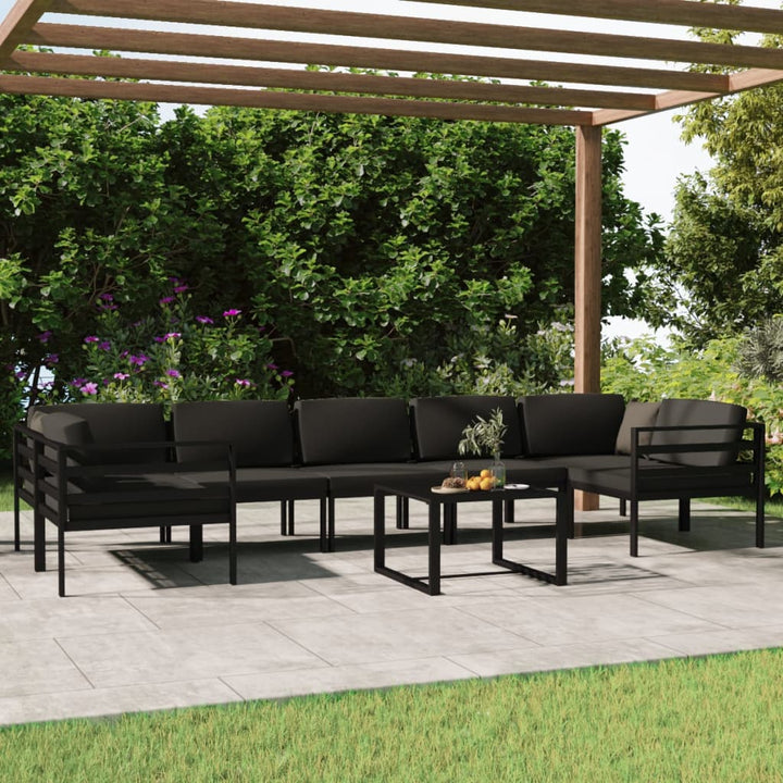 Set Mobilier De Grădină Cu Perne, 7 Piese, Antracit, Aluminiu