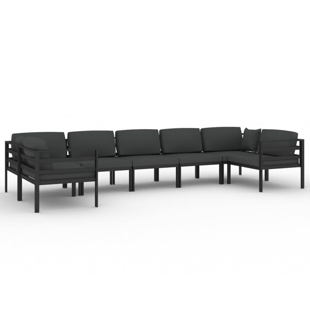 Set Mobilier De Grădină Cu Perne, 7 Piese, Antracit, Aluminiu