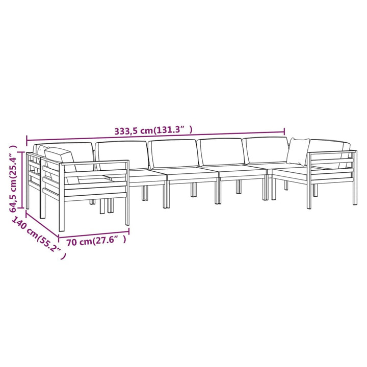 Set Mobilier De Grădină Cu Perne, 7 Piese, Antracit, Aluminiu