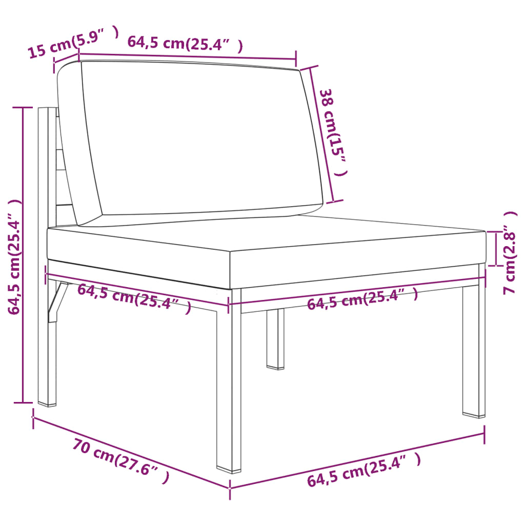 Set Mobilier De Grădină Cu Perne, 7 Piese, Antracit, Aluminiu