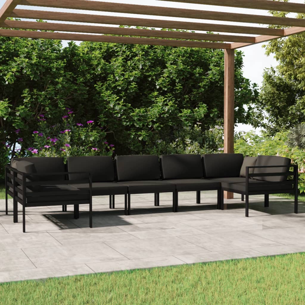 Set Mobilier De Grădină Cu Perne, 7 Piese, Antracit, Aluminiu