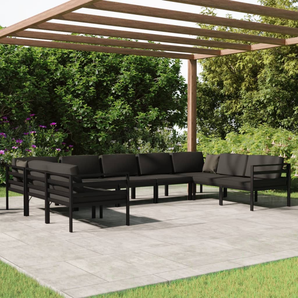 Set Mobilier De Grădină Cu Perne, 7 Piese, Antracit, Aluminiu