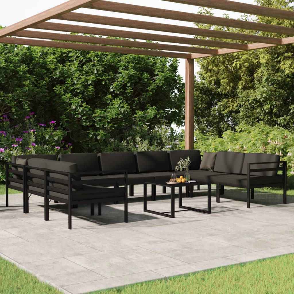 Set Mobilier De Grădină Cu Perne, 7 Piese, Antracit, Aluminiu