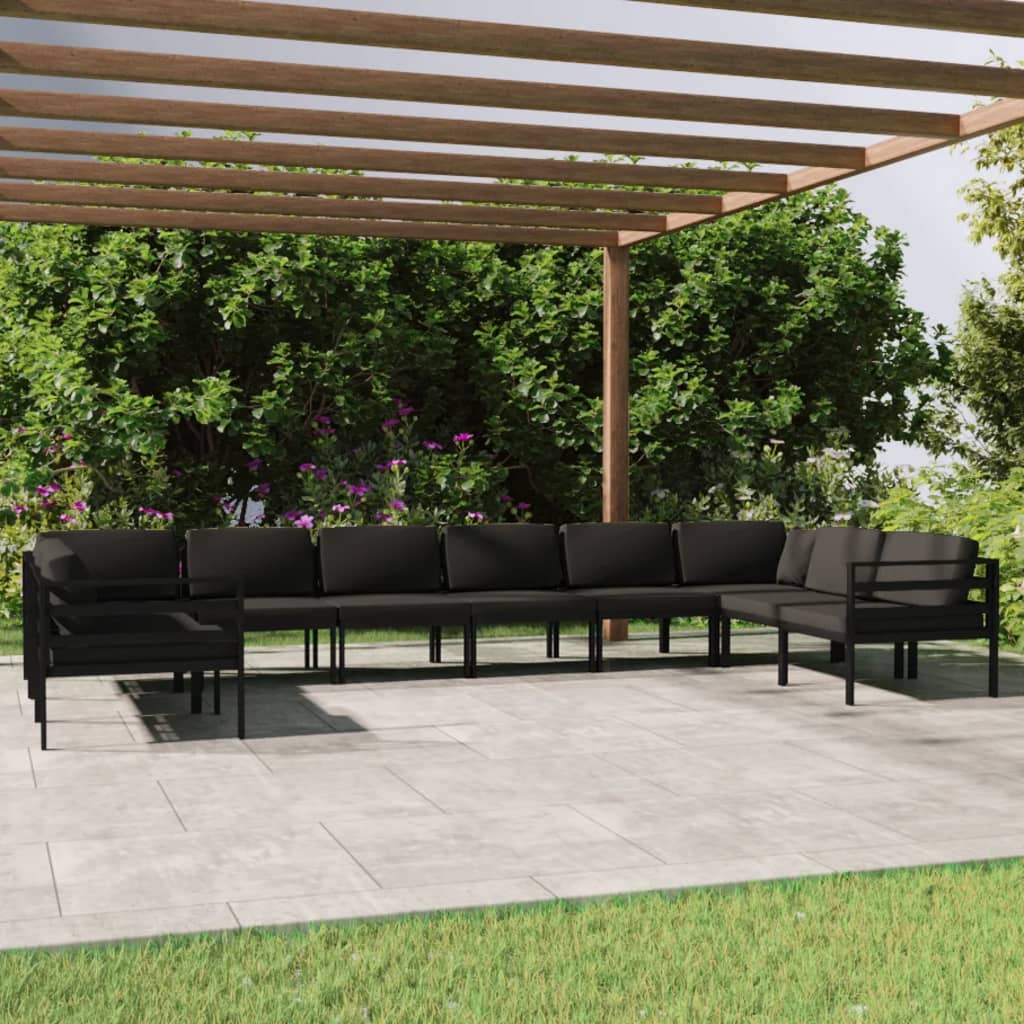 Set Mobilier De Grădină Cu Perne, 7 Piese, Antracit, Aluminiu