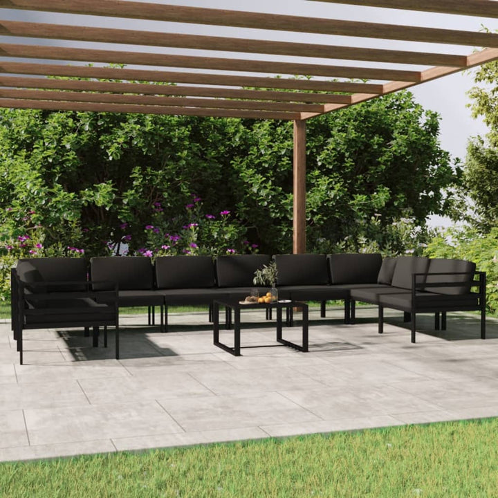 Set Mobilier De Grădină Cu Perne, 7 Piese, Antracit, Aluminiu