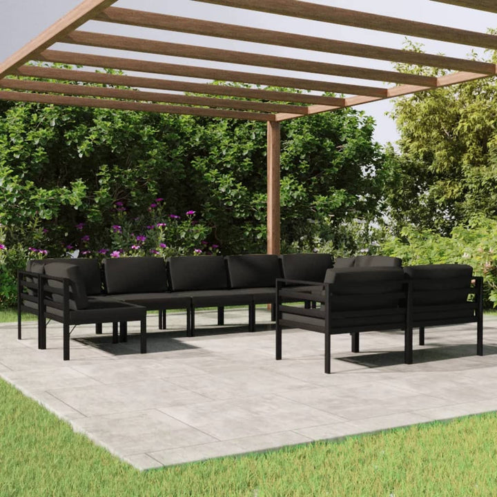 Set Mobilier De Grădină Cu Perne, 7 Piese, Antracit, Aluminiu