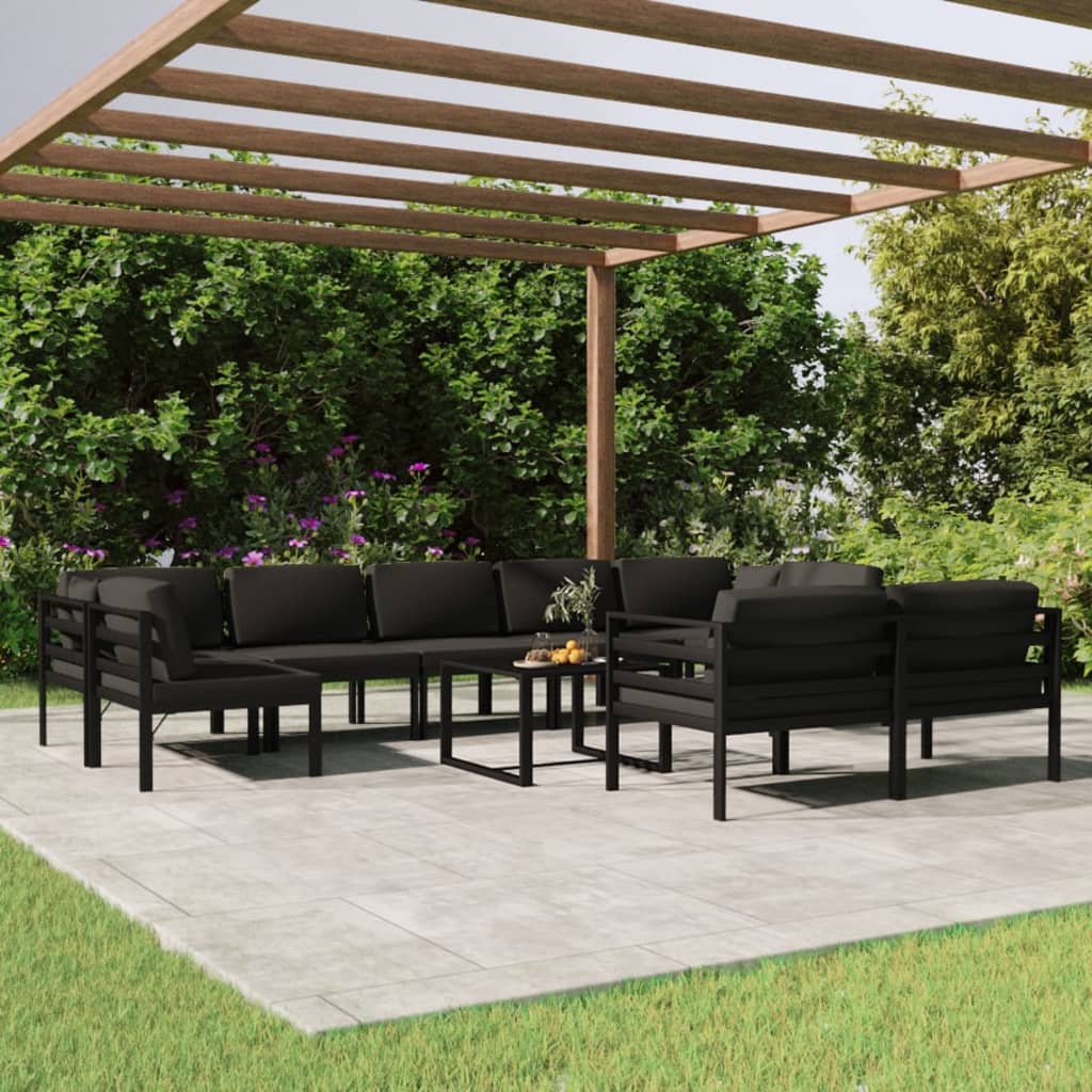 Set Mobilier De Grădină Cu Perne, 7 Piese, Antracit, Aluminiu