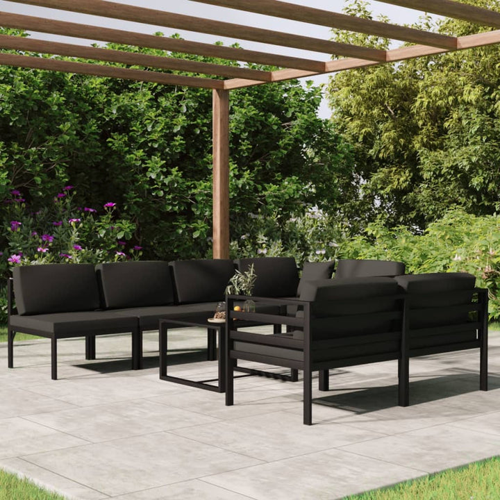 Set Mobilier De Grădină Cu Perne, 8 Piese, Antracit, Aluminiu