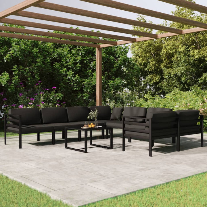 Set Mobilier De Grădină Cu Perne, 8 Piese, Antracit, Aluminiu