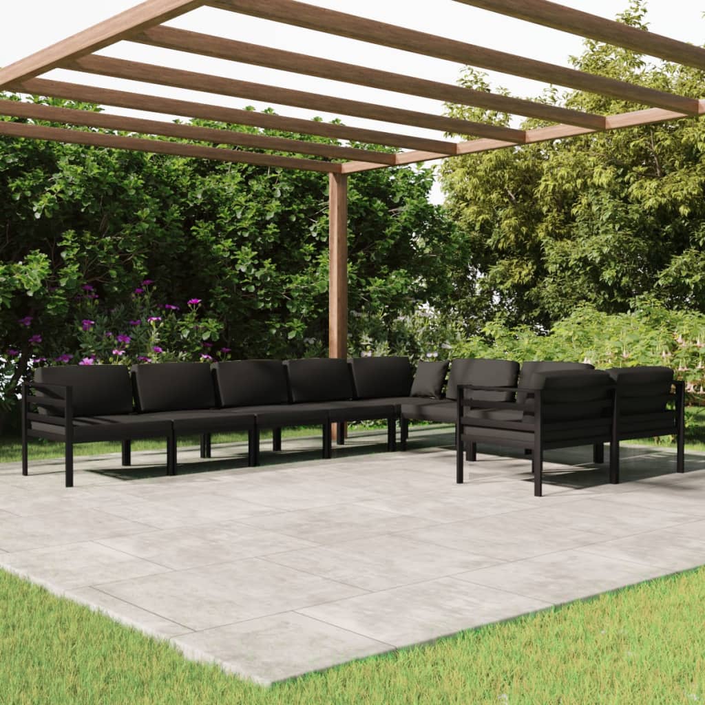 Set Mobilier De Grădină Cu Perne, 8 Piese, Antracit, Aluminiu