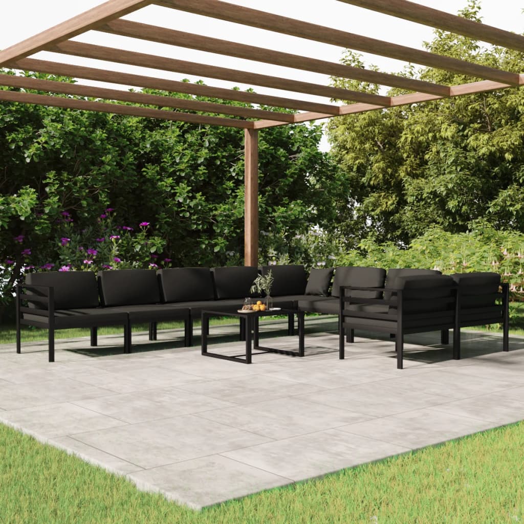 Set Mobilier De Grădină Cu Perne, 8 Piese, Antracit, Aluminiu