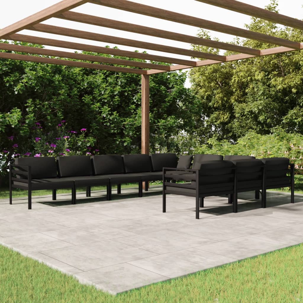 Set Mobilier De Grădină Cu Perne, 8 Piese, Antracit, Aluminiu