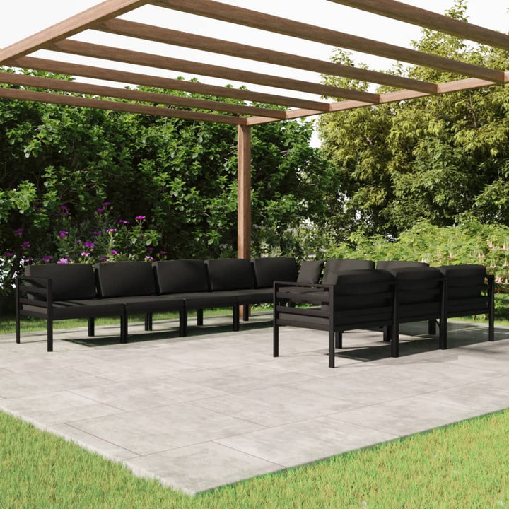 Set Mobilier De Grădină Cu Perne, 8 Piese, Antracit, Aluminiu