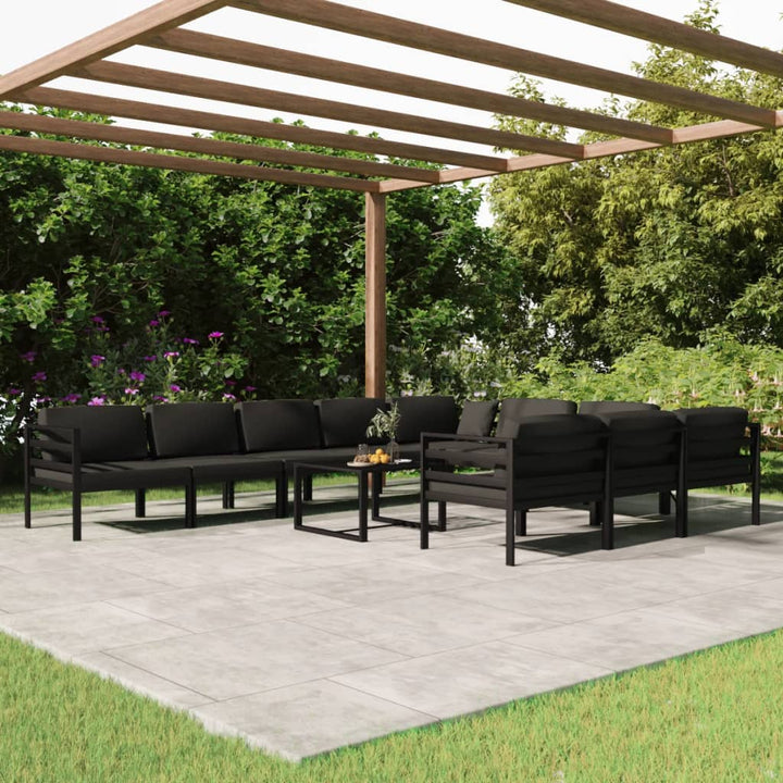 Set Mobilier De Grădină Cu Perne, 8 Piese, Antracit, Aluminiu