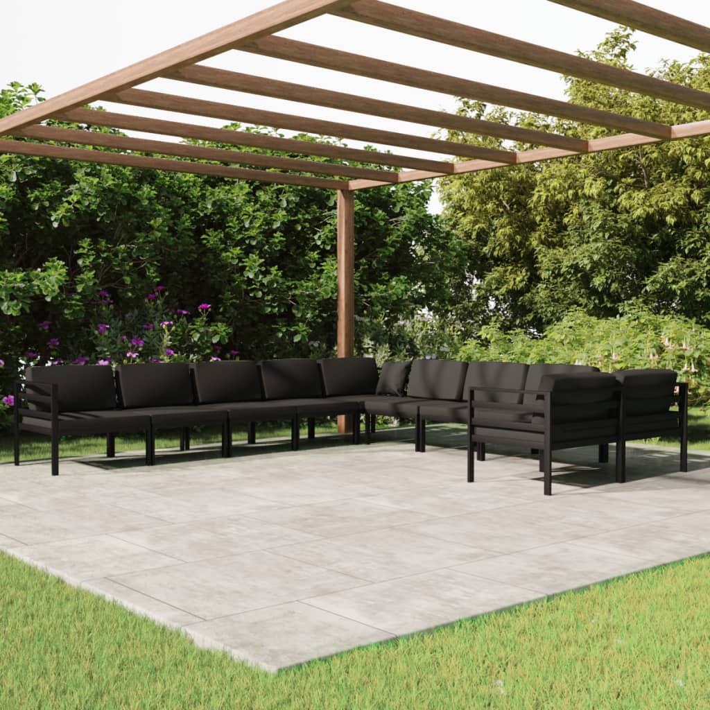 Set Mobilier De Grădină Cu Perne, 8 Piese, Antracit, Aluminiu