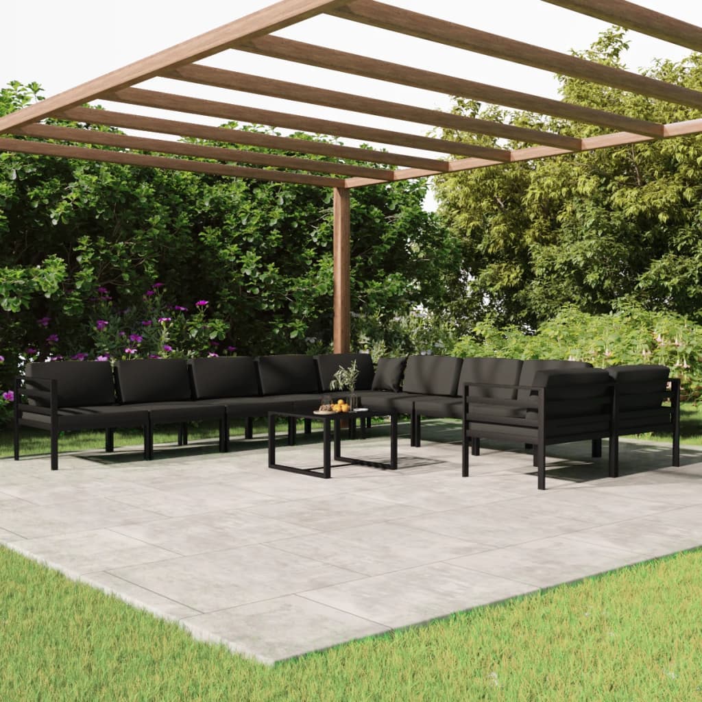 Set Mobilier De Grădină Cu Perne, 8 Piese, Antracit, Aluminiu