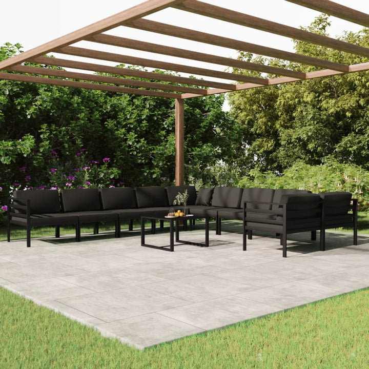 Set Mobilier De Grădină Cu Perne, 8 Piese, Antracit, Aluminiu