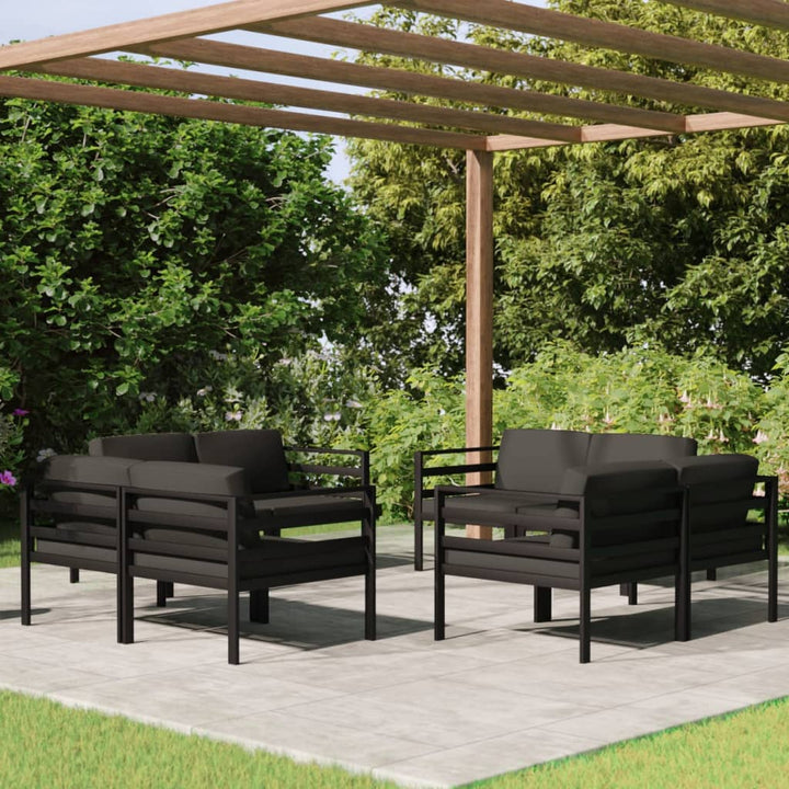Set Mobilier De Grădină Cu Perne, 9 Piese, Antracit, Aluminiu