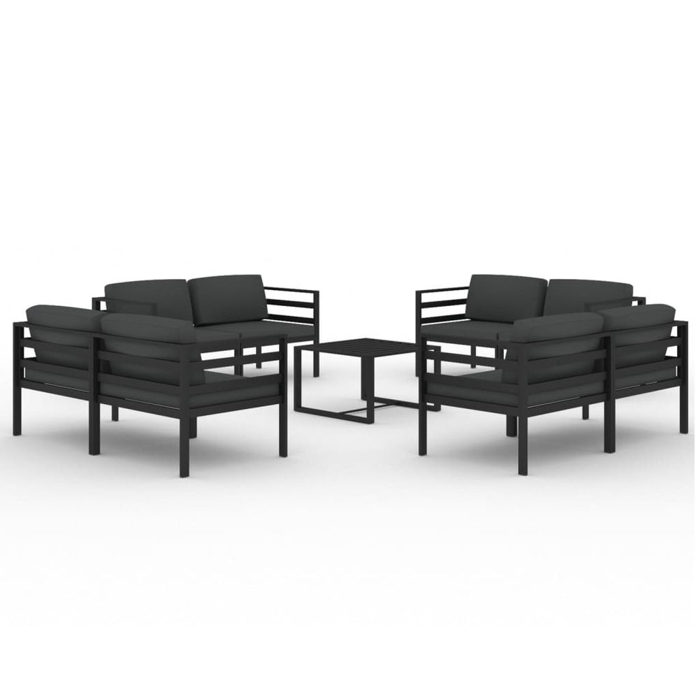 Set Mobilier De Grădină Cu Perne, 9 Piese, Antracit, Aluminiu