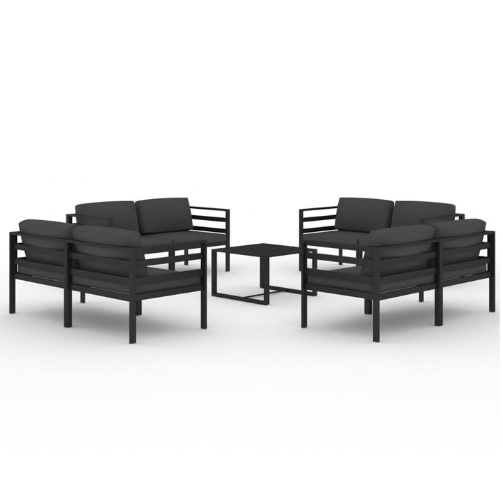 Set Mobilier De Grădină Cu Perne, 9 Piese, Antracit, Aluminiu