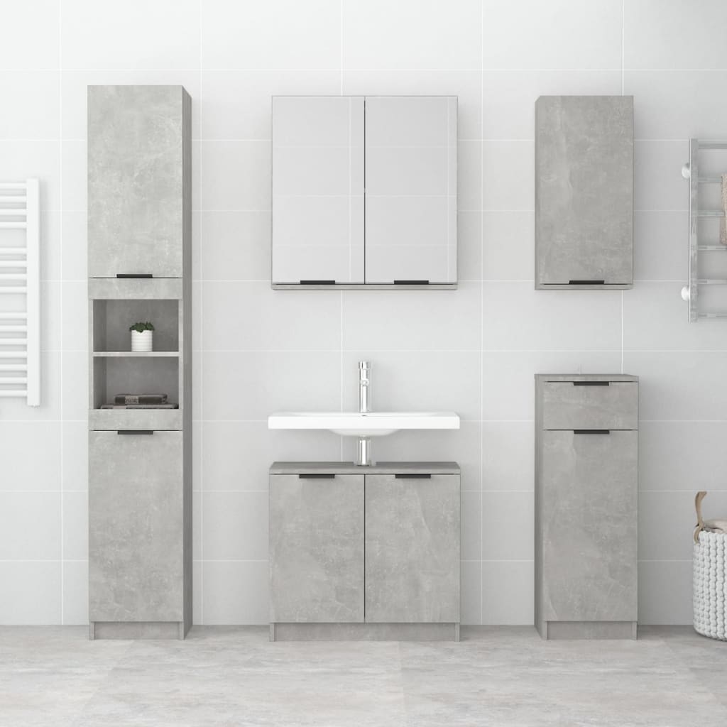 Dulap De Baie Montat Pe Perete, Gri Beton, 32X20X67 Cm