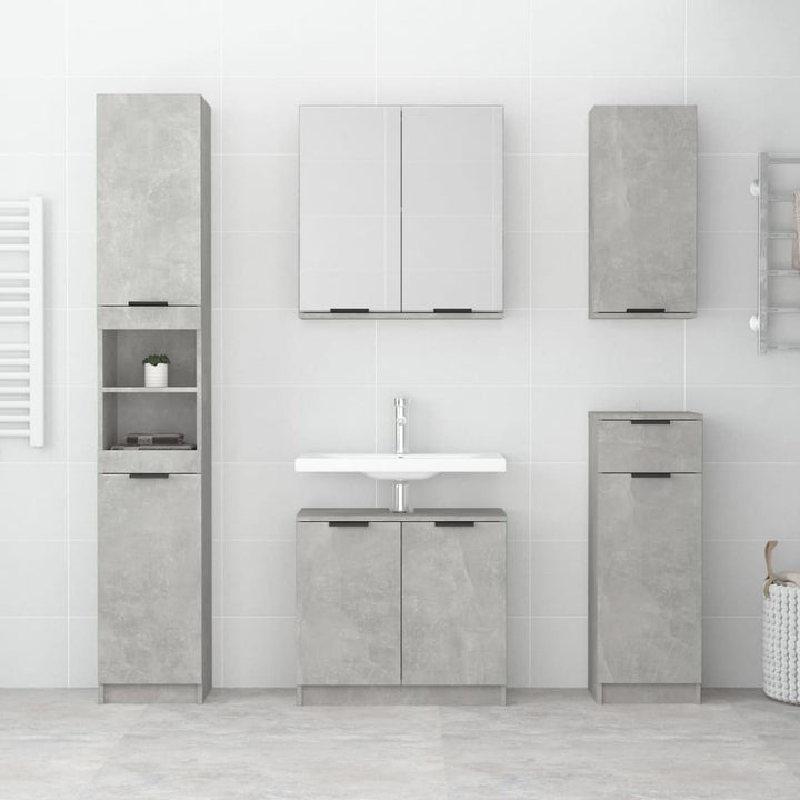 Dulap De Baie Montat Pe Perete, Gri Beton, 32X20X67 Cm