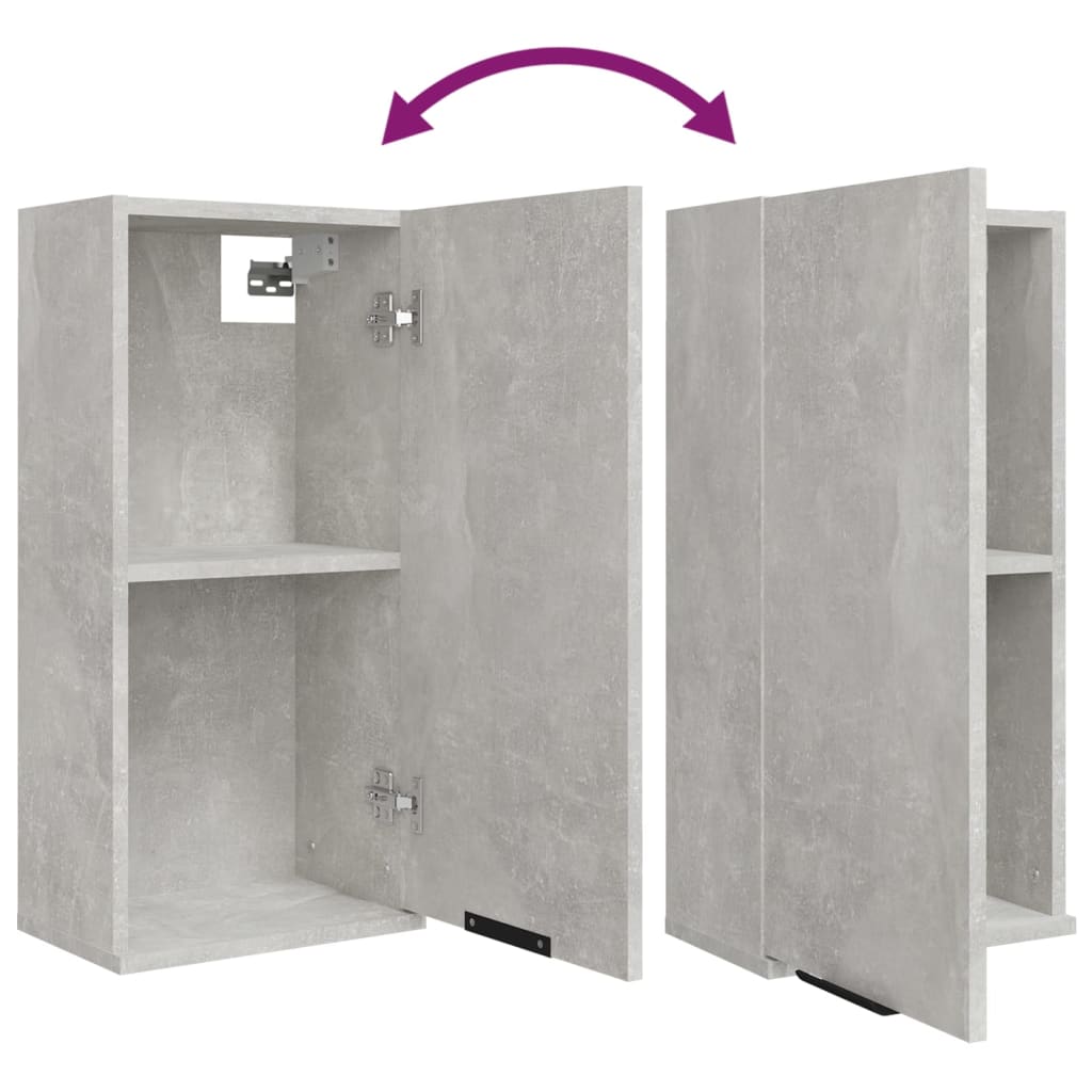 Dulap De Baie Montat Pe Perete, Gri Beton, 32X20X67 Cm