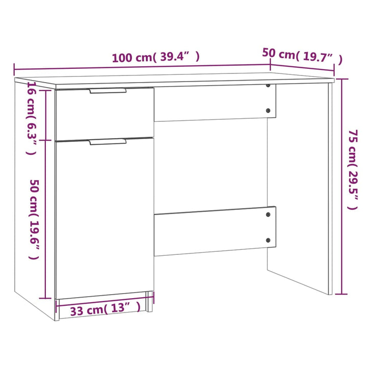 Birou, , 100X50X75 Cm, Lemn Prelucrat