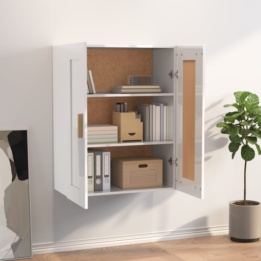 Dulap De Perete Alb Extralucios 69,5X32,5X90 Cm Lemn Prelucrat
