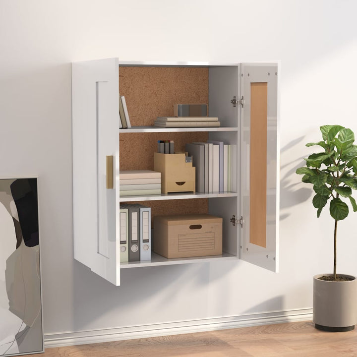 Dulap De Perete Alb Extralucios 69,5X32,5X90 Cm Lemn Prelucrat