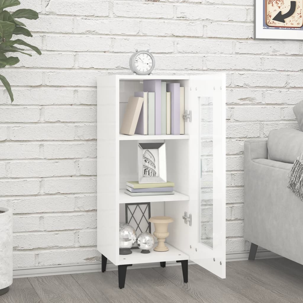 Dulap, Alb Extralucios, 34,5X34X90 Cm, Lemn Compozit