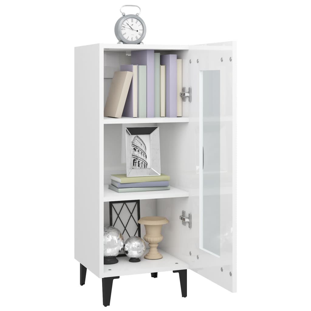 Dulap, Alb Extralucios, 34,5X34X90 Cm, Lemn Compozit