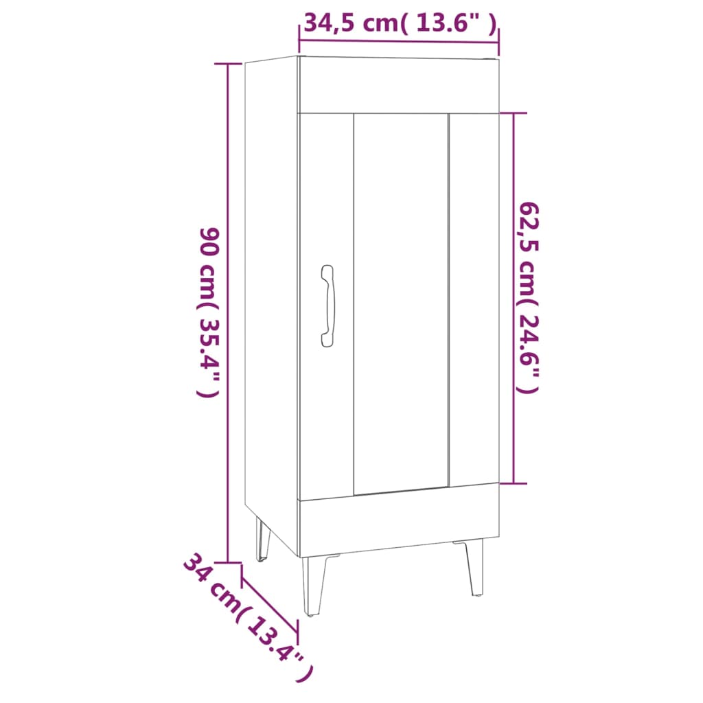 Dulap, Alb Extralucios, 34,5X34X90 Cm, Lemn Compozit