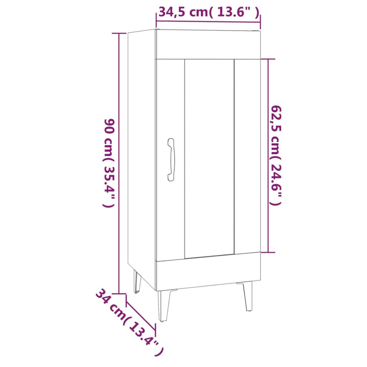 Dulap, Alb Extralucios, 34,5X34X90 Cm, Lemn Compozit