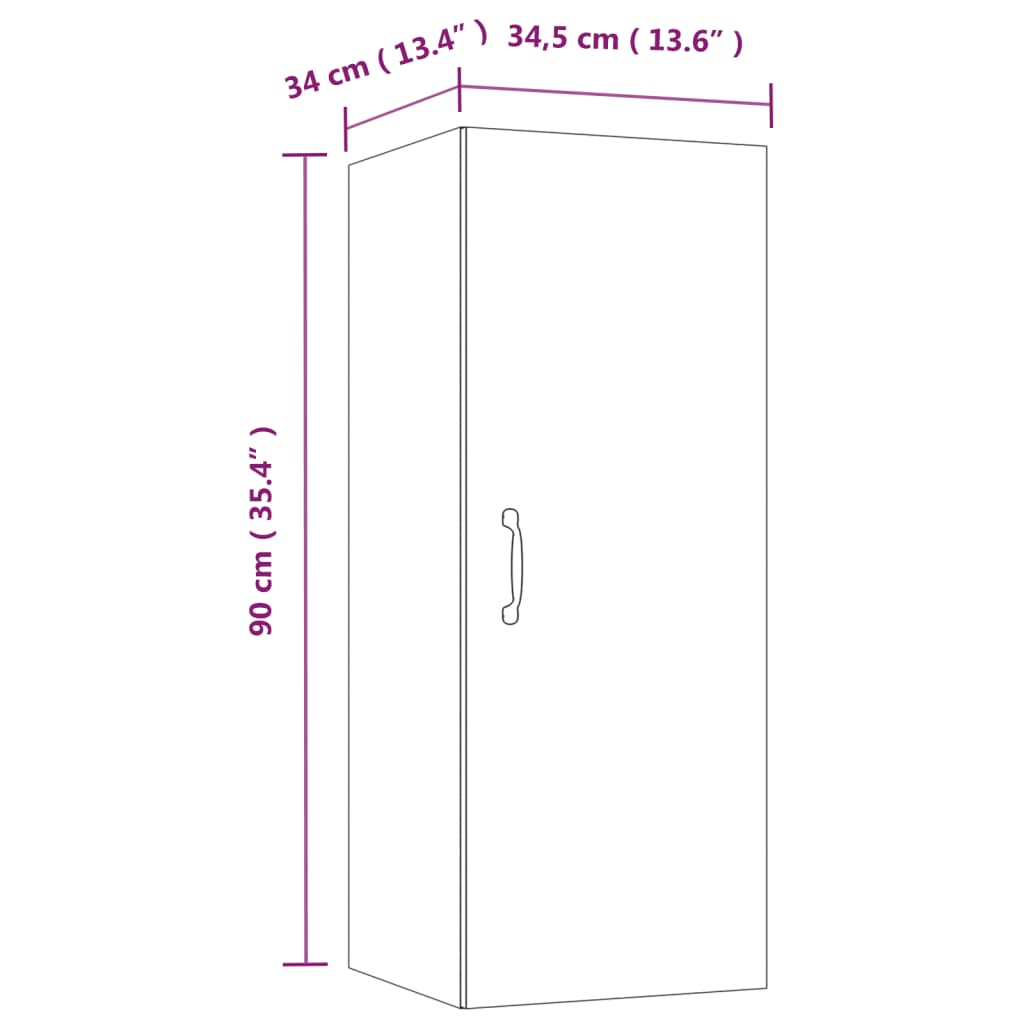 Dulap De Perete Suspendat, , 34,5X34X90 Cm, Lemn Prelucrat