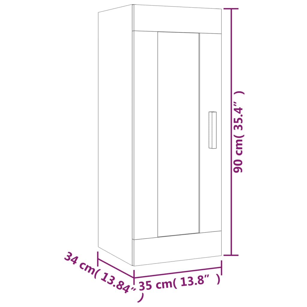 Dulap De Perete, Alb Extralucios, 35X34X90 Cm, Lemn Compozit