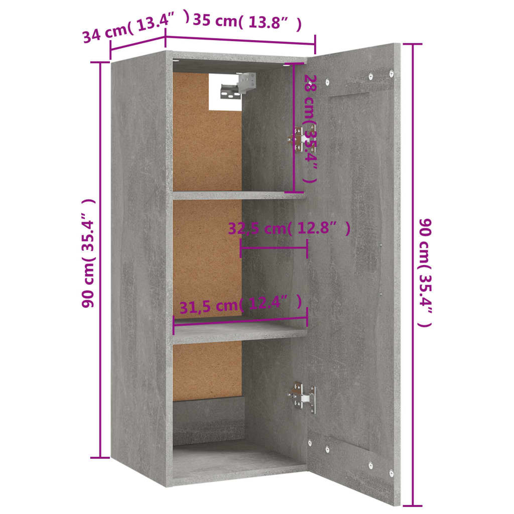 Dulap Suspendat, , 35X34X90 Cm, Lemn Prelucrat