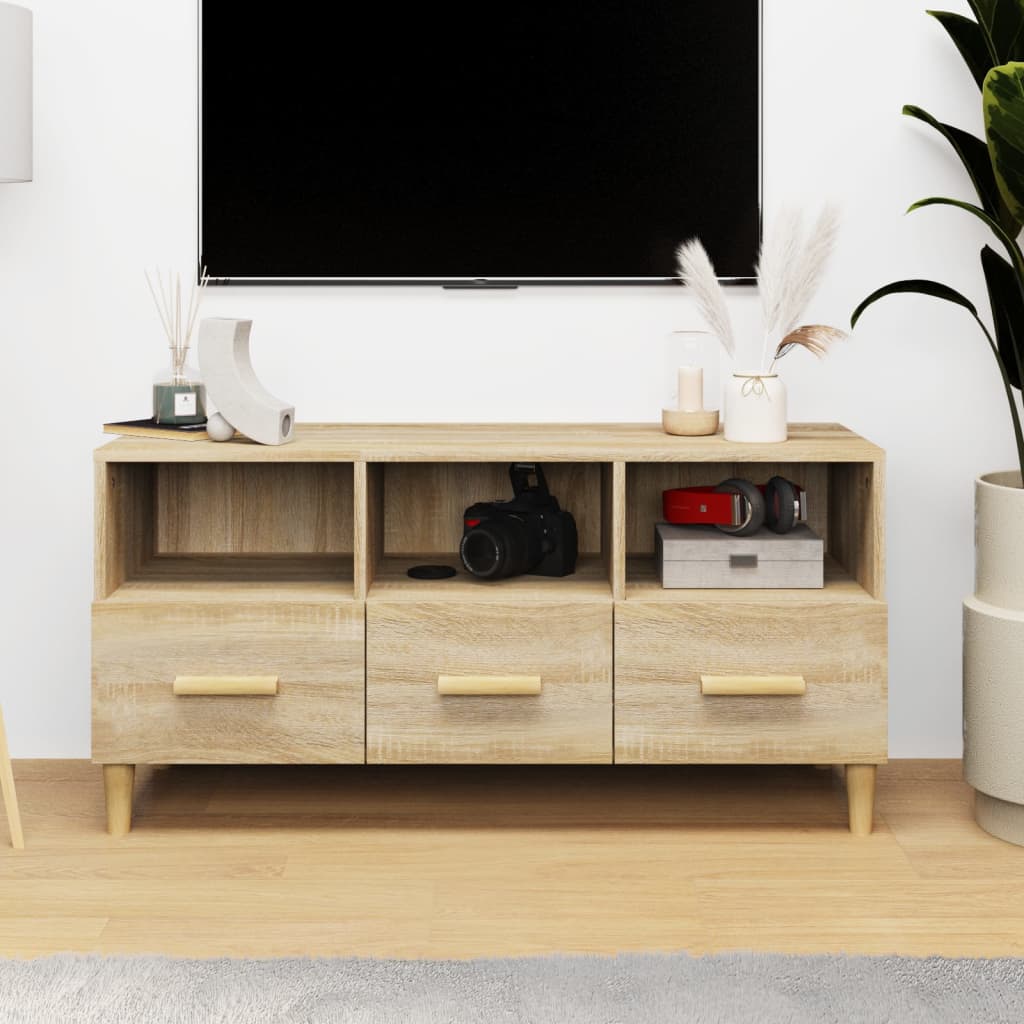 Comodă Tv, Alb Extralucios, 102X36X50 Cm, Lemn Prelucrat