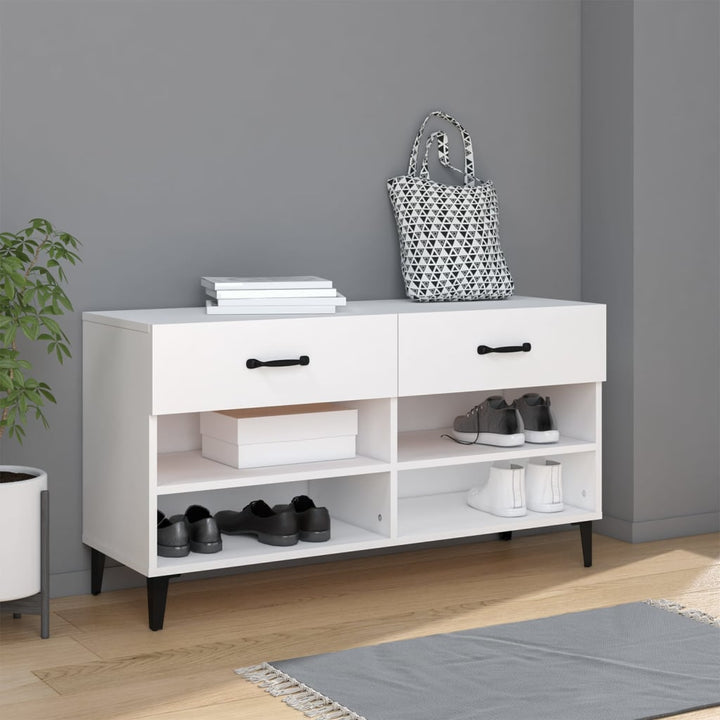 Pantofar, Alb Extralucios, 102X35X55 Cm, Lemn Compozit