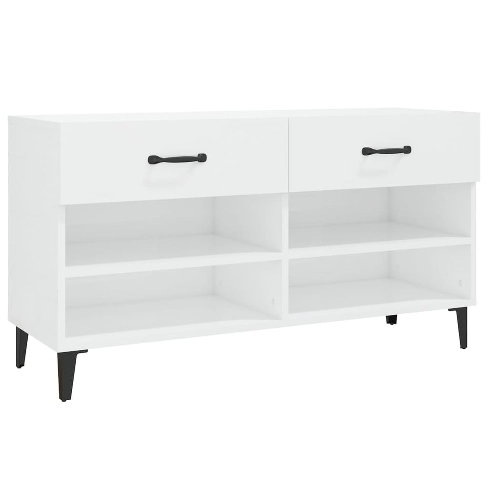 Pantofar, Alb Extralucios, 102X35X55 Cm, Lemn Compozit