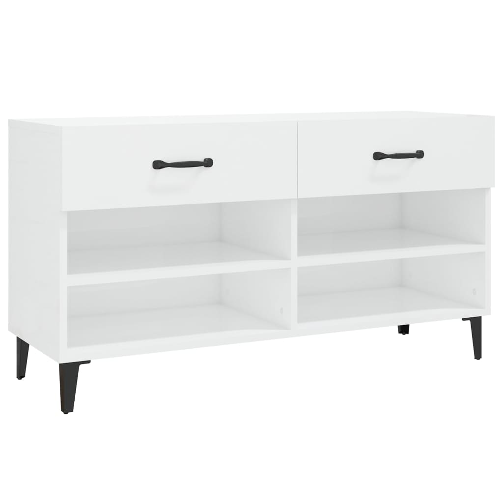 Pantofar, Alb Extralucios, 102X35X55 Cm, Lemn Compozit