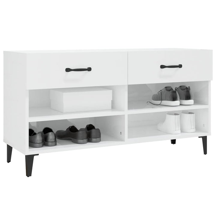 Pantofar, Alb Extralucios, 102X35X55 Cm, Lemn Compozit