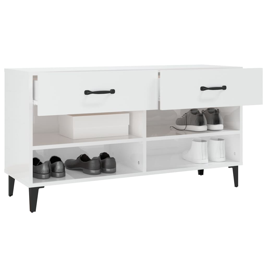 Pantofar, Alb Extralucios, 102X35X55 Cm, Lemn Compozit