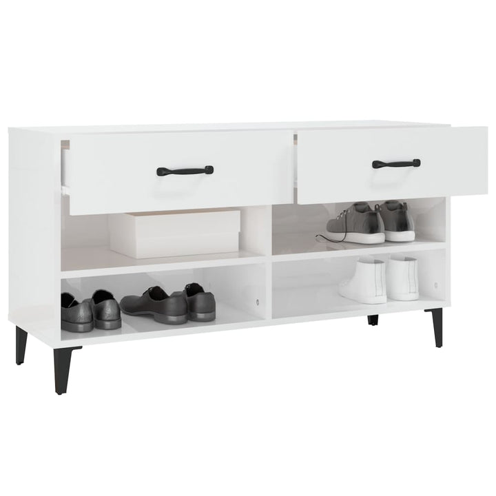 Pantofar, Alb Extralucios, 102X35X55 Cm, Lemn Compozit