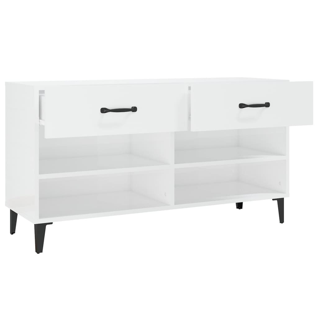 Pantofar, Alb Extralucios, 102X35X55 Cm, Lemn Compozit