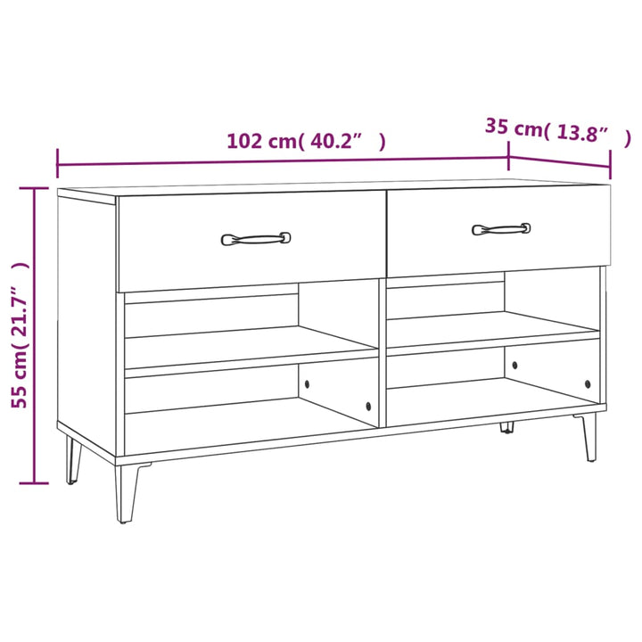 Pantofar, Alb Extralucios, 102X35X55 Cm, Lemn Compozit